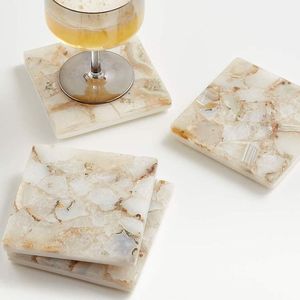 Eco-Friendly Natural Marble Home Coasters Durable Washable Stone Table Accessories <b>Mats</b> & Pads - Product Image 1