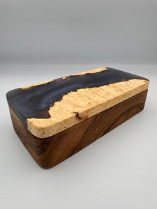 Wooden Jewelry Box With Epoxy <b>Resin</b> Inlay Gray Felt Lined Compartment Storage For Rings And Necklaces With <b>Resin</b> <b>Crafts</b> - Product Image 3