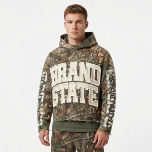 Custom Sun Faded Acid Wash Thick Sweatshirts Applique Embroidery Distressed Boxy Fit Crop Mixed Rhinestone <b>Black</b> <b>Hoodies</b> <b>Men</b> - Product Image 6