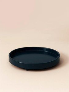 Bandeja Redonda Azul Elegante con Borde Elevado, Organizador Minimalista para Tocador, Adorno para Mesa de Centro, Regalo de Decoración Elegante para el Hogar - Product Image 1