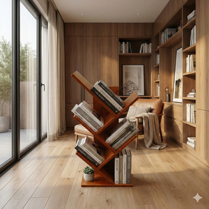 Modern Wooden Ladder Bookshelf 5-Tier Freestanding Modular Design for Home Office Living Room Furniture - Product Image 4