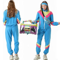 Ensemble de survêtement unisexe rétro années 90 grande taille, veste coupe-vent color block et pantalon de survêtement, style vintage sportif décontracté athlétique