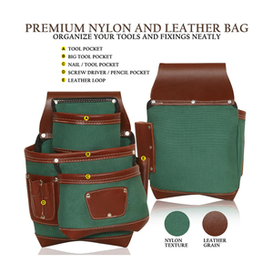 Classic Leather <b>Tool</b> <b>Belt</b> With Nylon Pockets And Multiple Storage Compartments For Field Workers - Product Image 2