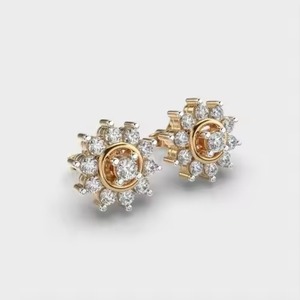 High Demand 18K Silver Moissanite Round Cut Diamond Stud <b>Earrings</b> Delicate Everyday Sparkle Flower Shape Certified Birthday - Product Image 2