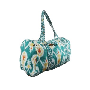 Sac fourre-tout en coton matelassé vintage fait à la main, couleur unie, imprimé à la main en Inde, fermeture éclair, personnalisé, pour femmes, quotidien, automne, été, hiver - Product Image 1