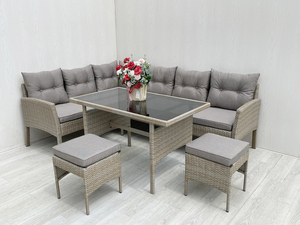 ชุดโซฟาสวนหวายเหล็กกระจกนิรภัยทันสมัยสบายๆ จากโรงงานโดยตรงในเวียดนาม พร้อมเบาะโพลีเอสเตอร์สำหรับวิลล่ากลางแจ้ง - Product Image 4