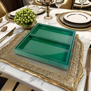 Bandejas de servir de madera personalizadas al por mayor con asa, juego de bandejas multiusos anidadas pequeñas y medianas grandes y pequeñas - Product Image 1