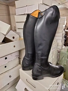 Tall Riding <b>Boots</b> with Buckle Closure Stylish Women's Genuine Leather Solid Color Equestrian Style with YKK Zipper and TPR Sole - Product Image 5
