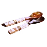 Ensemble de saladiers en corne avec manche en os, résine personnalisée, écologique, compatible lave-vaisselle, 11 pouces, ustensiles de cuisine, fabriqué en Inde, sur mesure
