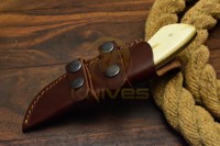 Couteau de chasse à lame fixe en acier au carbone fait main, manche en os, manche intégral, pour survie en extérieur et camping, avec étui en cuir – Offre Spéciale DIY OEM