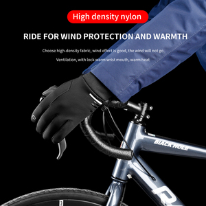 Gants de cyclisme d'hiver thermiques, tactiles, imperméables, coupe-vent, antidérapants, en polyester et cuir, à doigts complets, pour hommes, pour l'extérieur, OEM - Product Image 5