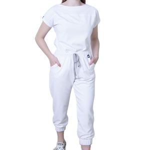 Uniformes de Enfermería de alta calidad para mujer, conjuntos de manga corta de algodón blanco, uniforme de enfermera, Hospital, médicos - Product Image 5