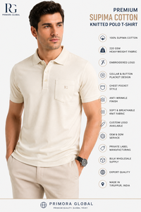 Polo en coton Supima tricoté 220 GSM, tissu Airtex sur le devant, coupe classique, respirant, séchage rapide, fournisseur de vêtements de qualité. - Product Image 1