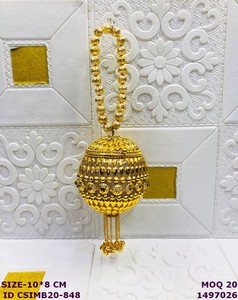 Handmade Pearl Satin <b>Clutch</b> with Ring Strap for Women | Ethnic <b>Wedding</b> Dori Closure Potli Purse | Bridal Party - Product Image 2