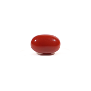 Natural Japanese Red Coral Oval Cabochon 3.8 Carat Loose Gemstone for Fine Jewelry - Product Image 1