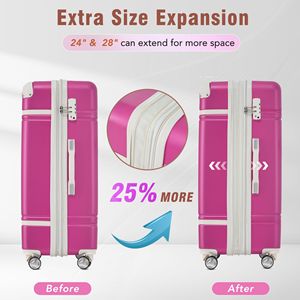 Bagaglio rigido con serratura TSA, valigia leggera espandibile da 28 "con ruote Spinner, bagaglio singolo Vintage, rosa - Product Image 6