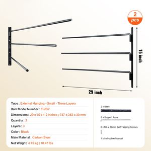 Support mural pour selles de cheval à trois niveaux, 30,9 x 29,9 x 5,5 po, gain de place, accessoire pour écurie, lot de 2 - Product Image 5