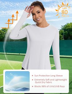 Ropa de pesca para mujer, camisa de pesca blanca de manga larga con protección solar UPF 50, de secado rápido, top tipo jersey de color sólido para adultos - Product Image 4