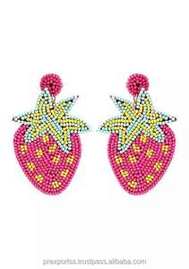 Boucles d'oreilles pendantes tendance motif fleur bohème en perles de rocaille, design alimentaire original, détail moutarde, style affirmé, pour soirée, cadeau mode - Product Image 5