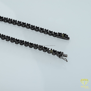 Collier élégant en moissanite noire en argent sterling 925 avec pierres rondes pour la vente en gros de bijoux - Product Image 3