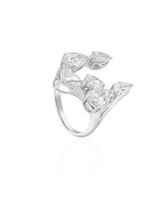 Anillo Abierto de Lujo para Mujer con Diamantes Multicorte en Forma de Pera, Oro 10K 14K 18K, Plata 925 935, Inspirado en Hojas, Regalo de Aniversario o Boda - Product Image 3