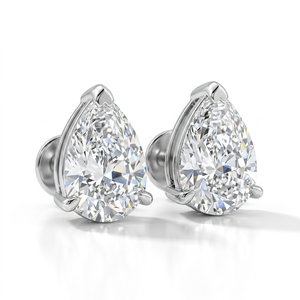 Pendientes de Diamantes Cultivados en Laboratorio con Corte de Pera, Ródio, Oro Sólido de 14K, Color Blanco E, Certificación IGI, Clásicos para Compromiso, para Mujer - Product Image 2