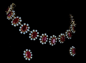 Conjunto de Collar de Oro Sólido de 18K con Diamantes y Rubíes, Corte Brillante, Diamantes Naturales con Certificación IGI, Regalo Moderno, Joyería para Bodas, Unisex de Lujo - Product Image 2