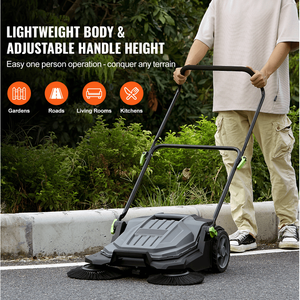 Spazzatrice Manuale da Pavimento con Manovella da 25,6 Pollici, Angolo Regolabile, Contenitore per Rifiuti da 5 Galloni, Non Elettrica - Product Image 2