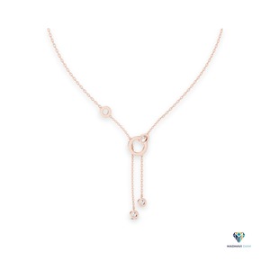 Collier en or rose avec diamant de laboratoire rond en forme de Y, 0,46 ct, en or massif 14 carats - Product Image 4