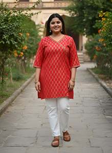 Cotton Gold Floral Printed Anarkali Kurta <b>Wrap</b> Kurti Blouse Women Girls Ethnic Summer Clothing Recycled Materials Sun Protection - Product Image 5