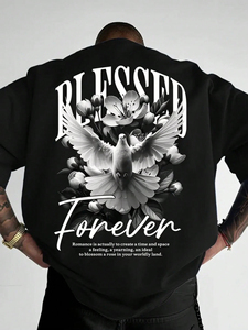 T-shirt formel pour homme en coton 100% tricoté à manches courtes, coupe droite, épaules tombantes, col en V, qualité supérieure, motif, grandes tailles, OEM - Product Image 2