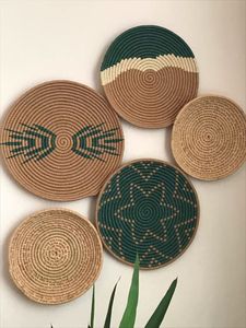 Round Handmade Bamboo Wall Decor <b>Mats</b> Bohemian Style Natural Weave Circular Pattern Artistic Home Decoration - Product Image 1