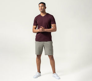 T-shirt en coton à col en V neuf, haut de gamme, uni, décontracté, tissé, à manches longues, pour homme - Product Image 4