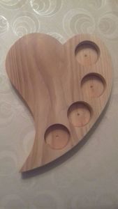 Heart Shape Wooden <b>Tea</b> Light Holder With Embossed Pattern For Home Decoration - Product Image 4