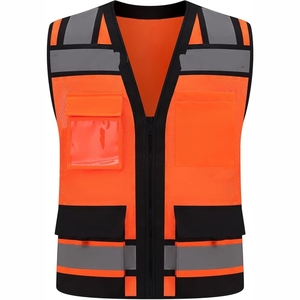 Chaleco de Seguridad Reflectante Naranja Transpirable Personalizado 2026 para Hombre, Cuello en V, Cierre de Cremallera, Ropa de Trabajo Informal para Primavera 2026 - Product Image 3