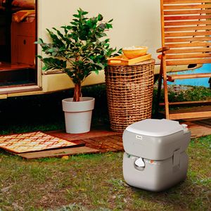 Toilette de camping portable de 5,8 gallons avec indicateur de niveau et pompe anti-fuite pour camping-car, randonnée, bateau - Conception en plastique durable - Product Image 2