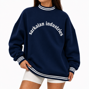 Pull col montant personnalisé pour femme en coton léger avec ourlet côtelé en tissu éponge – Style décontracté – Vente en gros fabricant - Product Image 1