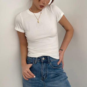 Camisetas Cortas Personalizadas OEM para Mujer, Camisetas Blancas de Verano para Mujer, Camisetas Cortas de Algodón Y2K para Mujer, Camisetas Cortas Blancas para Chica - Product Image 5