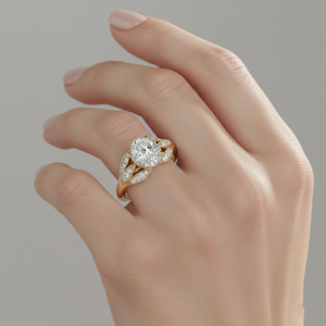 Lab Grown Diamond Vintage Engagement <b>Ring</b> 14K Rose Gold Plated Cut <b>Split</b> Shank Bridal <b>Ring</b> for Certified Luxury - Product Image 5