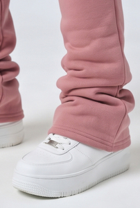 Ensemble de survêtement personnalisé en coton tricoté pour femme, avec sweat à capuche court coupe ajustée et pantalon de jogging évasé effet usé - Product Image 6