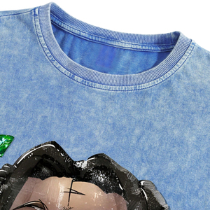 T-shirt personnalisé délavé à l'acide, col rond, 100 % coton, coupe ample classique, streetwear décontracté pour homme, en promotion - Product Image 6