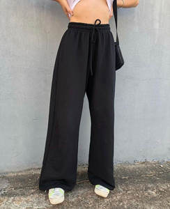 Pantalones deportivos personalizados 2026 al por mayor, ecológicos, de cintura media, de tela gruesa, lisos, para gimnasio, joggers casuales de pierna ancha para mujer, corte recto - Product Image 3