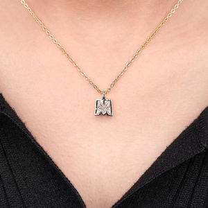 Custom Princess Cut <b>Letter</b> Pendant Necklace with Moissanite and Diamond Charm Trendy Gold Plated Silver Jewelry for Women - Product Image 3
