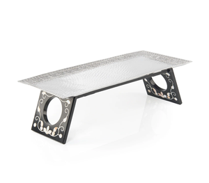 Plateau de service alimentaire en aluminium avec support en bois et nacre, plateau de service de qualité supérieure pour chocolats, plateau en vrac pour servir des desserts - Product Image 1