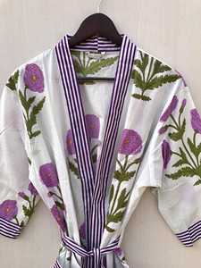 Bata Kimono de Algodón con Estampado de Bloques de Animales, Estilo Japonés, Ropa de Estar por Casa de Verano con Tela Suave y Transpirable, Cierre con Cordón, Unisex - Product Image 3