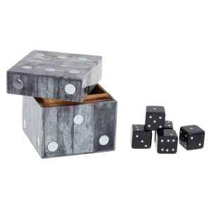Boîte à dés en résine avec cubes noirs et points blancs pour jeux de table, décoration d'intérieur, ensemble d'artisanat artistique, dés de table classiques à six faces - Product Image 1