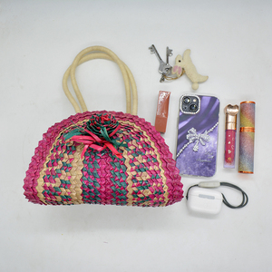 Sac à main en paille tressée fait main avec motif paysager, écologique, souple, pour la vie quotidienne - Nouveau design de sac à main - Product Image 2