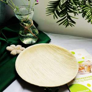 Wood Square <b>Disposable</b> <b>Plates</b> Set with Round Tray for Takeaway Use - Product Image 3
