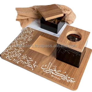 Nouveau design arabe gravé avec un ensemble d'encens spécial en bois Mubkhar Bakhoor de haute qualité pour le Ramadan Eid - Product Image 2