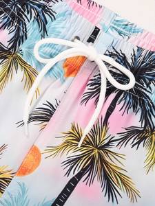 Shorts de bain pour hommes à imprimé palmier tropical, imperméables, avec cordon de serrage, pour la plage, séchage rapide, taille élastique - Product Image 5